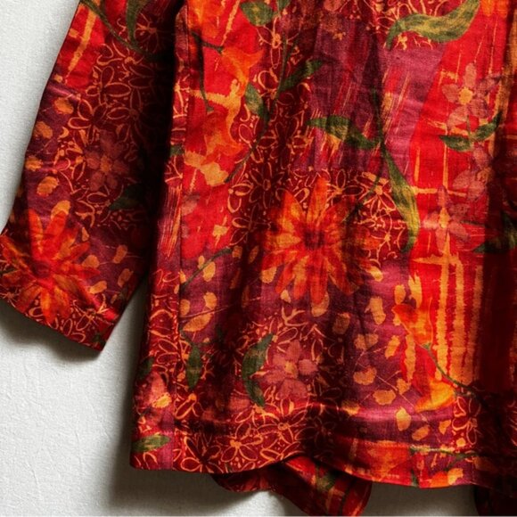 Vintage Origins Vibrant Red and Orange Linen Blazer Jacket Sz 12 - Picture 4 of 11